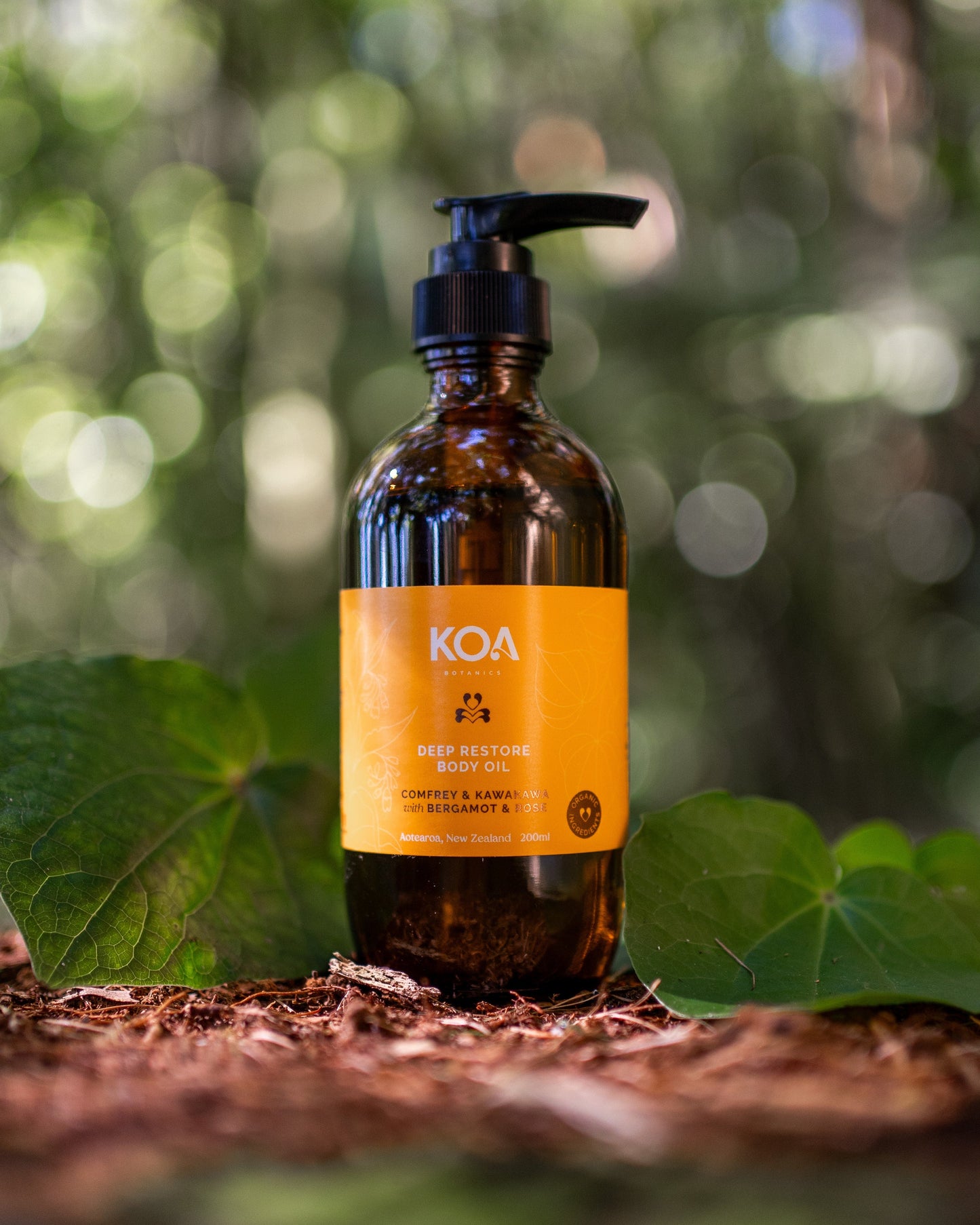 KOA bottle with pump on a natural background