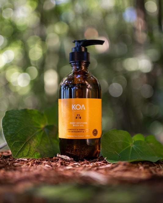 KOA bottle with pump on a natural background